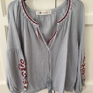 The Impeccable Pig Grey Blouse with embroidery